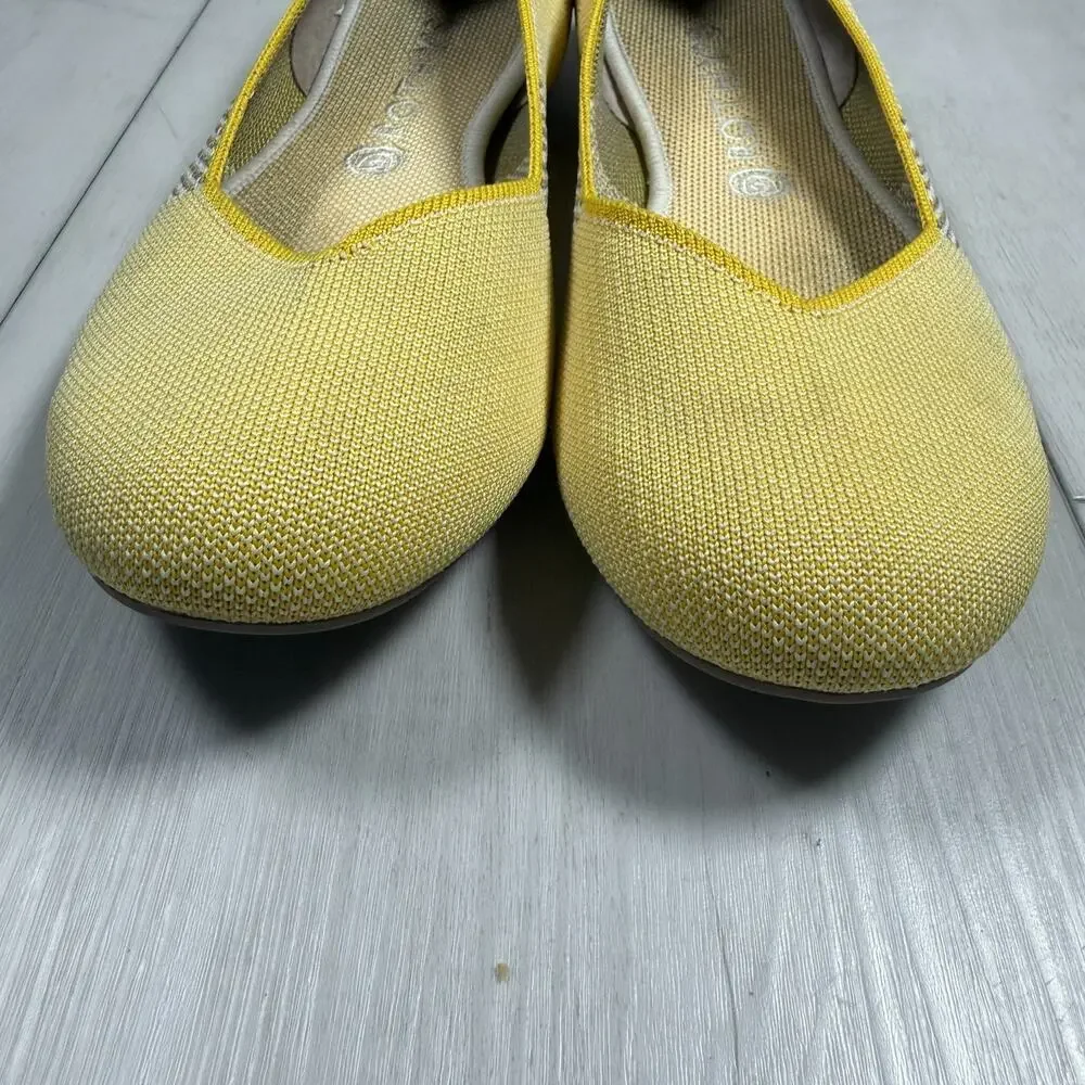 Rothys Round Toe Yellow Ballet Flat Slip On Washable 12